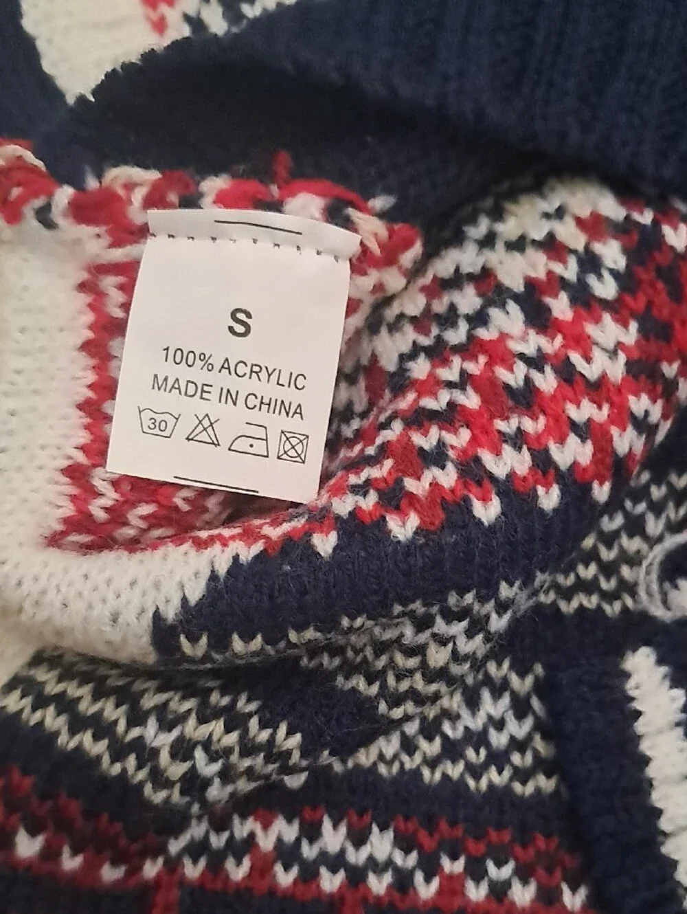 Navy & Red Santa Chimney Knit Dog Sweater Size Small